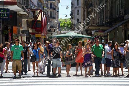 Pedestians on Florida Street in the Retiro barrio of Buenos Aires, Argentina.