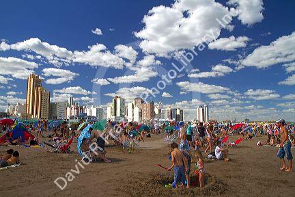 Beach scene at Miramar, Argentina.