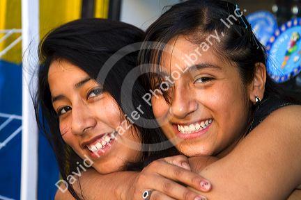 Argentine teenage girls in the La Boca barrio of Buenos Aires, Argentina.
