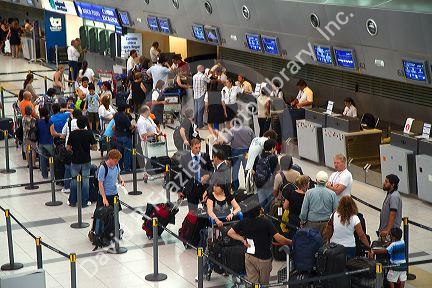 Departure hall of the Ministro Pistarini International Airport in Buenos Aires, Argentina.
