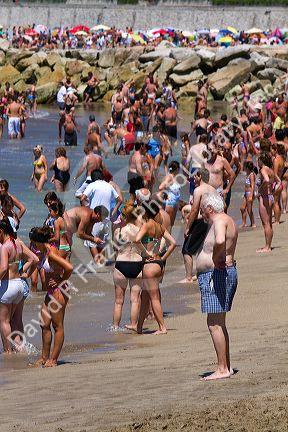 Beach scene at Mar del Plata, Argentina.