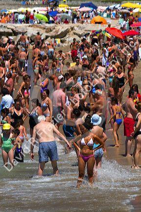 Beach scene at Mar del Plata, Argentina.