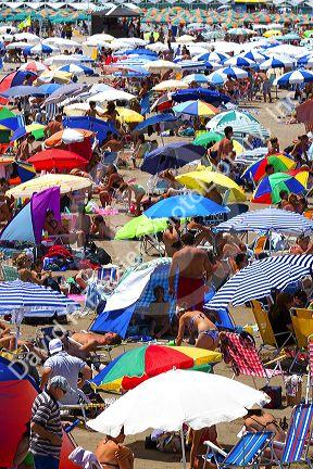 Beach scene at Mar del Plata, Argentina.