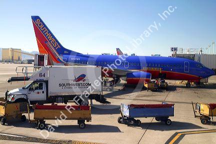 Southwest Boeing 737 at the Las Vegas airport, Nevada, USA.
