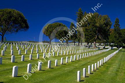 Fort Rosecrans National Cemetery at Point Loma, San Diego, California, USA.