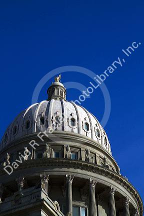 Exterior dome of the Idaho State Capitol building located in Boise, Idaho, USA.