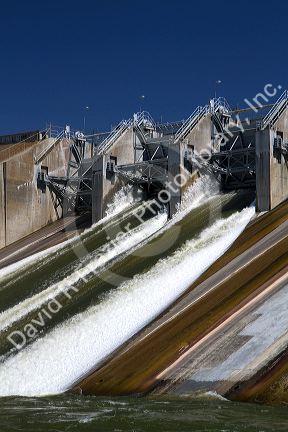 Spillway of the C.J. Strike Dam on the Snake River near Grand View, Idaho, USA.