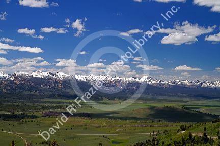 View of the Sawtooth Mountain Range from Galena Summit in Custer County, Idaho, USA.