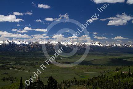 View of the Sawtooth Mountain Range from Galena Summit in Custer County, Idaho, USA.