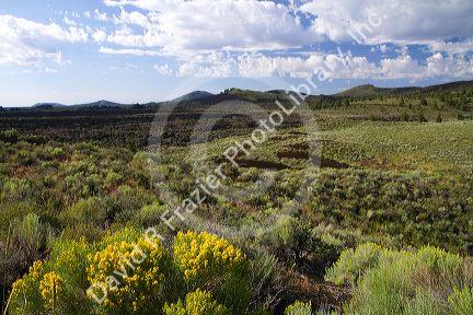 Scenic view of Craters of the Moon National Monument and Preserve located in the Snake River Plain in central Idaho, USA.