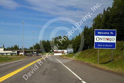 The border crossing from Minnesota, USA into Ontario, Canada.