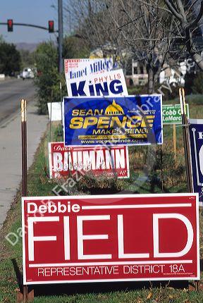 Politican candidate campaign signs in Boise, Idaho 2004.