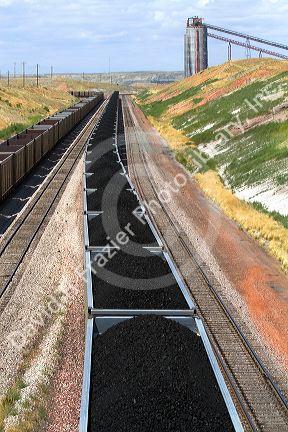 Coal bulk trains in Campbell County, Wyoming, USA.
