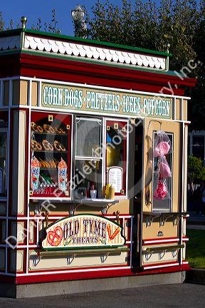 Shop selling snacks on Pier 39 in San Francisco, California, USA.