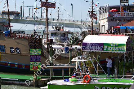 Retail shops at Johns Pass Village located on the waterfront at Madeira Beach, Florida, USA.