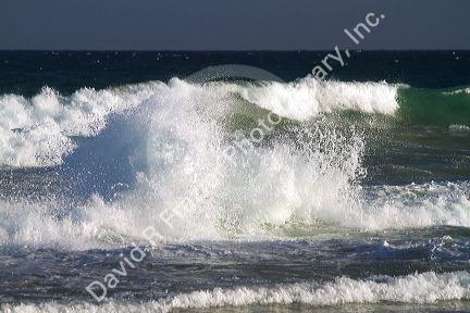 Pacific ocean waves off the island coast of Kauai, Hawaii, USA.