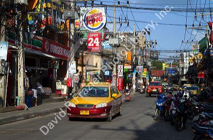 Street scene at Chaweng beach village on the island of Ko Samui, Thailand.