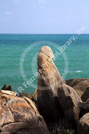 Grandfather rock located at the south end of Lamai beach on the island of Ko Samui, Thailand.