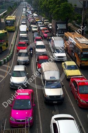 Traffic jam in Bangkok, Thailand.