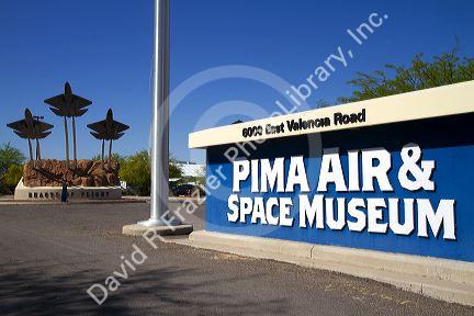 Jet sculpture at the entrance to the Pima Air and Space Museum located in Tucson, Arizona, USA.