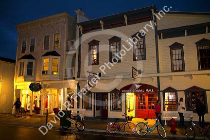 Business storefronts on Mackinac Island located in Lake Huron, Michigan, USA.