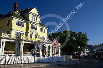 The Windermere Hotel located on Main Street on Mackinac Island located in Lake Huron, Michigan, USA.