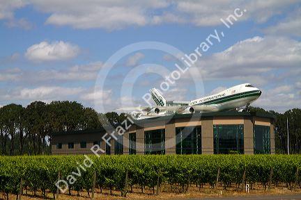 Exterior of the Evergreen Wings and Waves Waterpark located in McMinnville, Oregon, USA.
