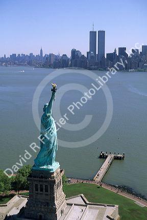 The Statue of Liberty in New York City, New York.  Image was made three months prior to 9/11 2000 terrorist attack on twin trade towers.