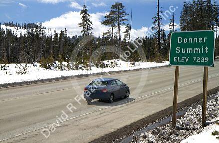 Donner Pass summit on Interstate 80, California, USA.