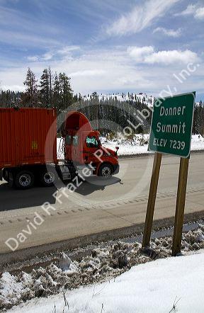 Donner Pass summit on Interstate 80, California, USA.