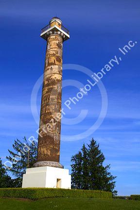 The Astoria Column is a tower overlooking the Columbia River on Coxcomb Hill at Astoria, Oregon, USA.