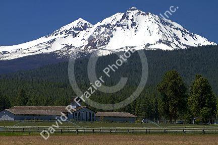 Three sisters mountains along U.S. Route 20 at Sisters, Oregon, USA.