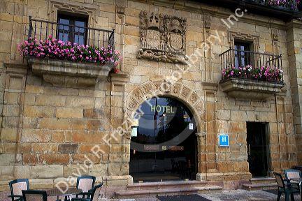 Hotel exterior at Santillana de Mar, Cantabria, Spain.