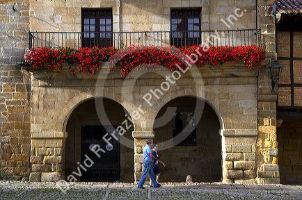 Building and street scene in Santillana de Mar, Cantabria, Spain.