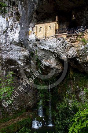 The Holy Cave of Covadonga located in Asturias, northern Spain.
