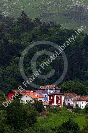 Colorful houses near Las Rozas, Asturias, Spain.