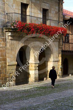 Building and street scene in Santillana del Mar, Cantabria, Spain.