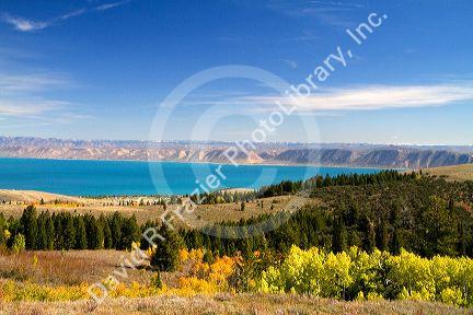 Bear Lake overlook from the Utah bordering side, USA.