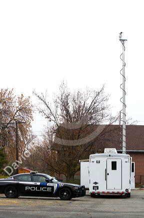 Boise city police department mobile command post with video camera in Boise, Idaho, USA.