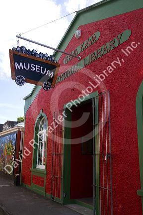 Kawakawa Memorial Library building at the town of Kawakawa, North Island, New Zealand.