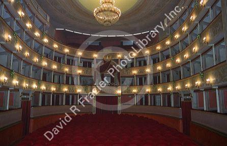 The interior of an Opera House in Lucca, Italy.