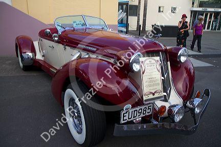Vintage car on display during the Tremains Art Deco Weekend  at Napier in the Hawke's Bay Region, North Island, New Zealand.