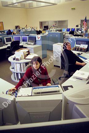 Dispatchers at the Idaho State Police communications center.