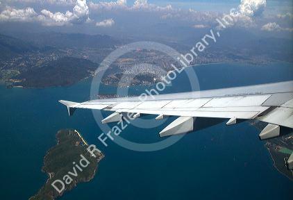 Aerial view of the South China Sea near Nha Trang, Vietnam.