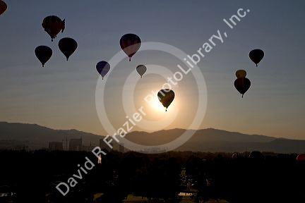 Hot air balloons over Boise, Idaho, USA.