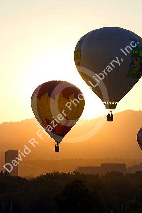 Hot air balloons over Boise, Idaho, USA.