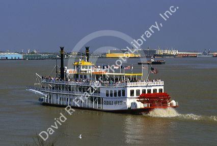 Paddlewheel on the Mississippi River in New Orleans, Louisiana.