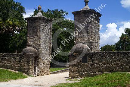 Stone wall entrance at St. Augustine, Florida, USA
