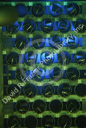 Cerenkov glow is radiation from nuclear reactor fuel rods underwater.