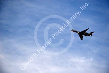 CRJ Regional Jet LAX at take off from airport, Los Angeles, California.